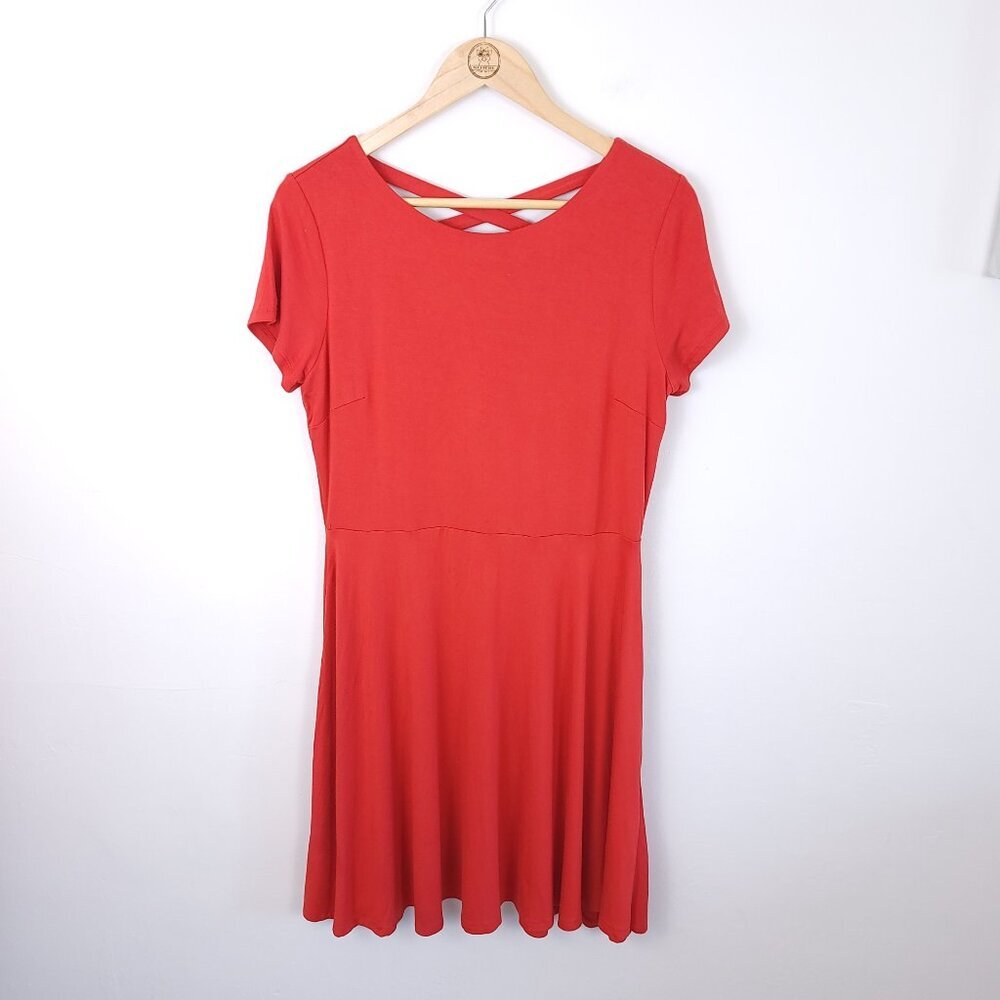 Loft Fit and Flare Red Knit Dress size 8